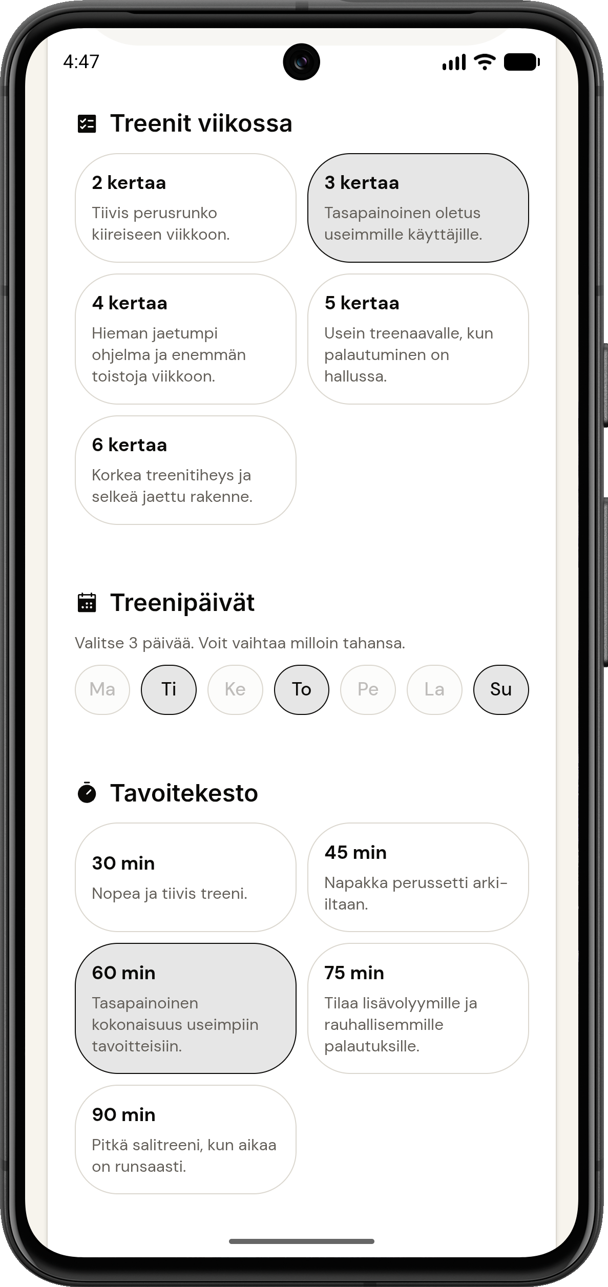 Treeniverstaan saliohjelman rakenne ja harjoitusviikko