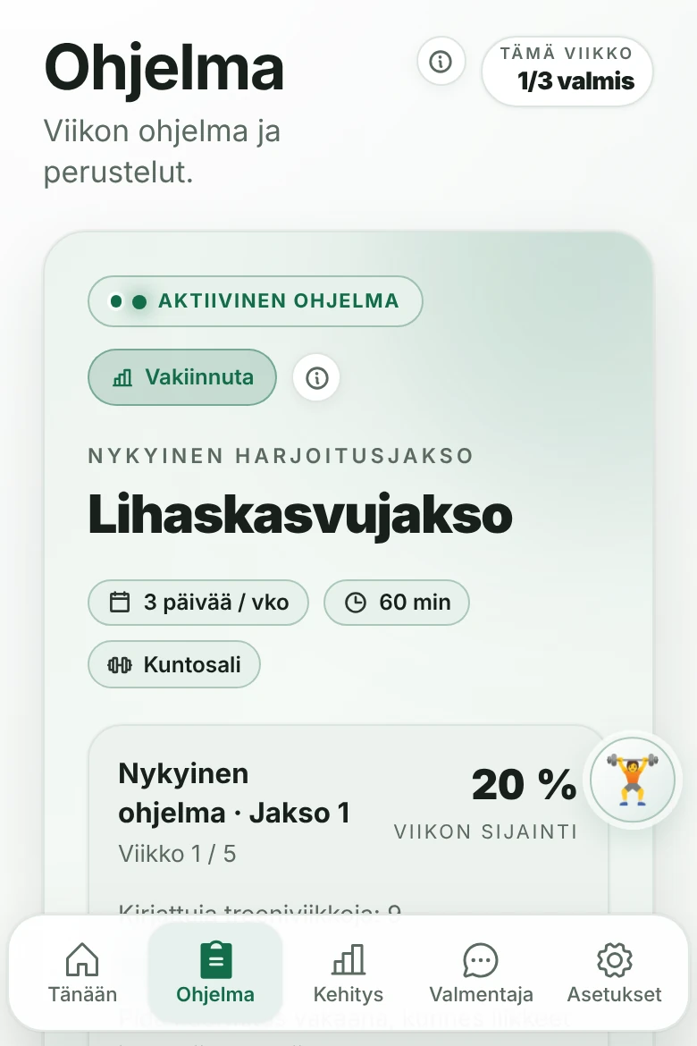 Treeniverstaan viikon ohjelma: treenipäivät, jakso ja tulevat muutokset